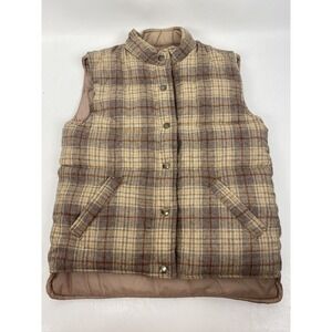 Peter Hankins Puffer Vest Reversible Wool Plaid Mens Size M Vintage